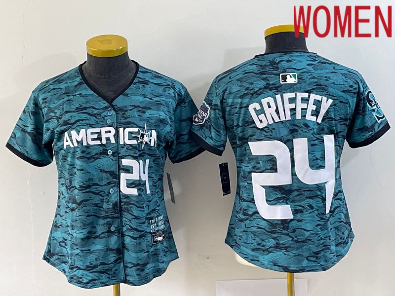 Women Seattle Mariners #24 Griffey American League Nike Green 2023 MLB All Star Jersey->women mlb jersey->Women Jersey